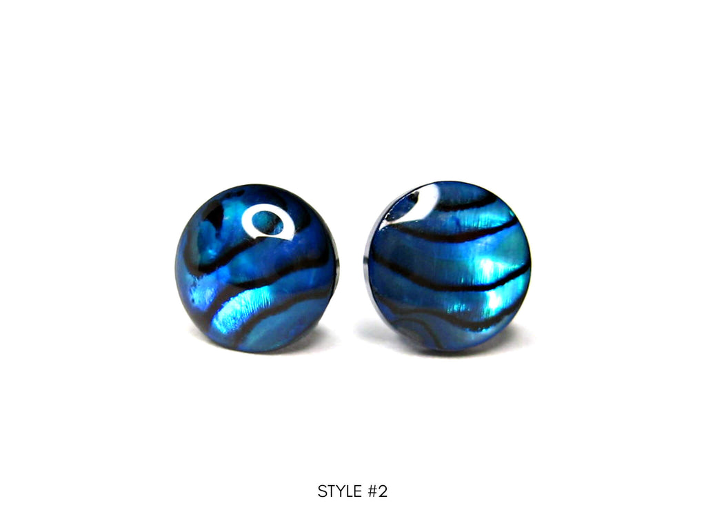 7mm Blue Abalone Shell Titanium Stud Earrings