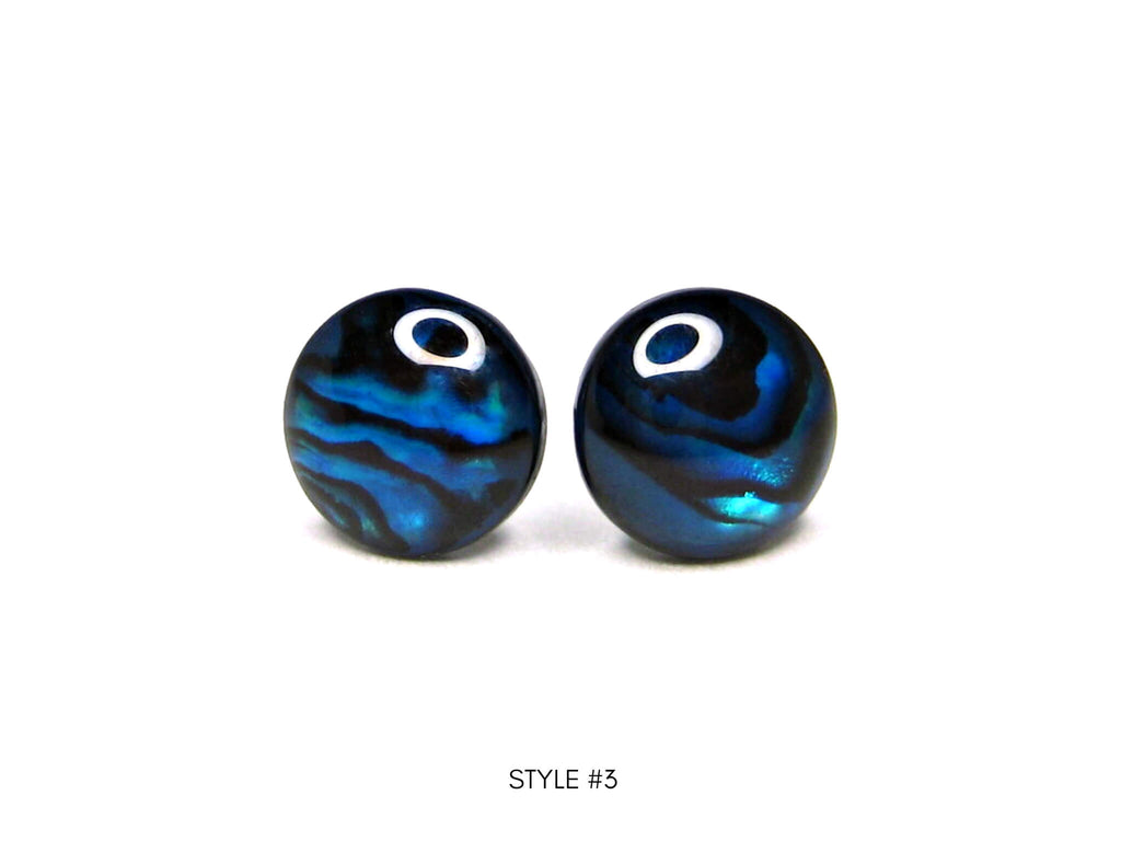 7mm Blue Abalone Shell Titanium Stud Earrings