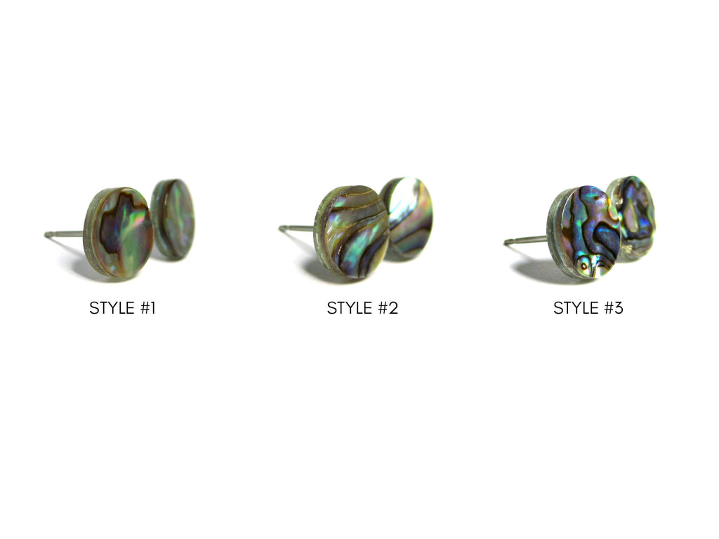 9mm Natural Abalone Shell Titanium Stud Earrings