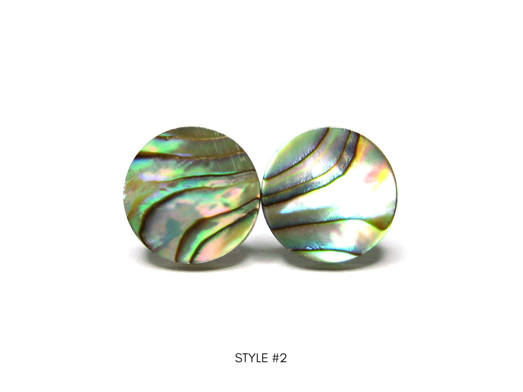 9mm Natural Abalone Shell Titanium Stud Earrings