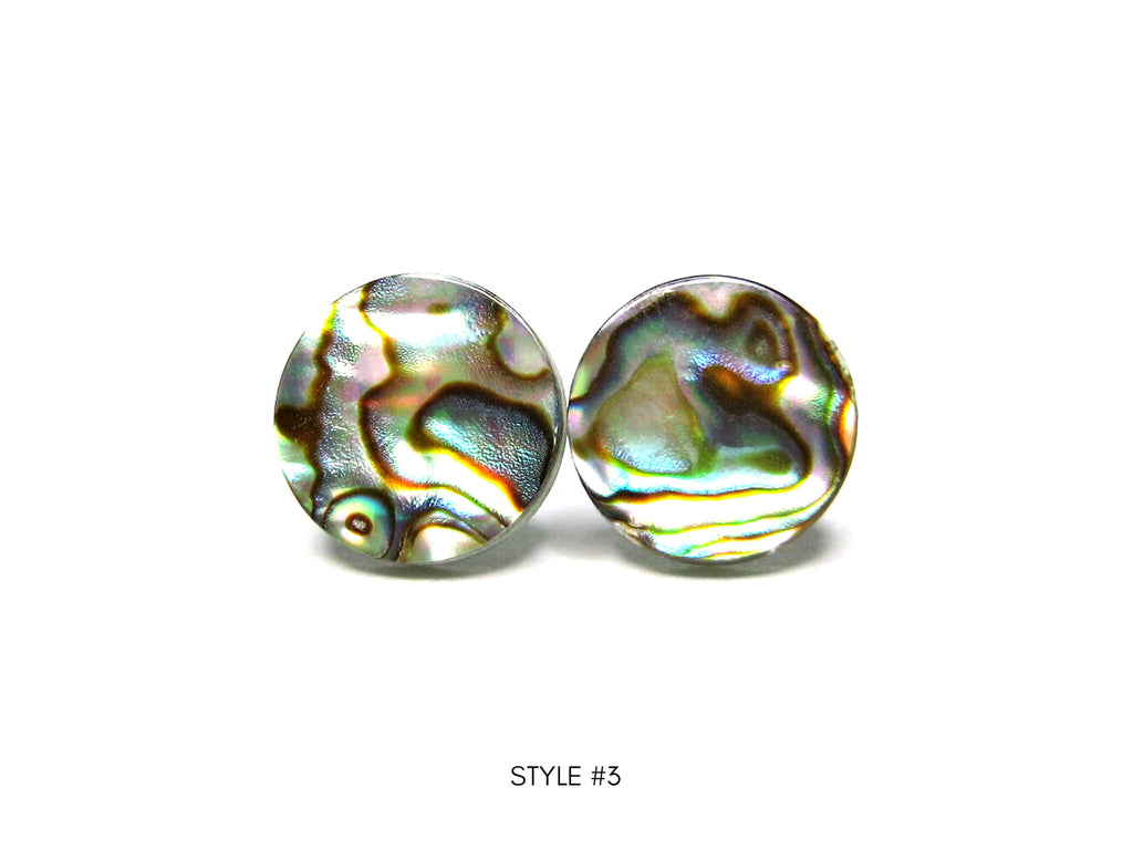 9mm Natural Abalone Shell Titanium Stud Earrings