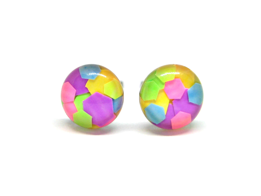 Altered Nova Confetti Glitter Titanium Stud Earrings