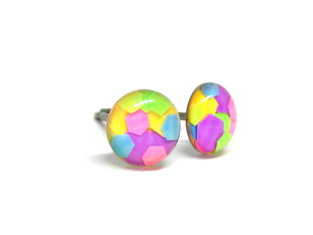 Altered Nova Confetti Glitter Titanium Stud Earrings