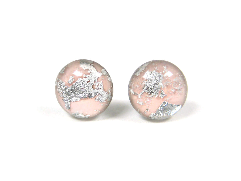 Baby Pink Silver Dust Titanium Stud Earrings