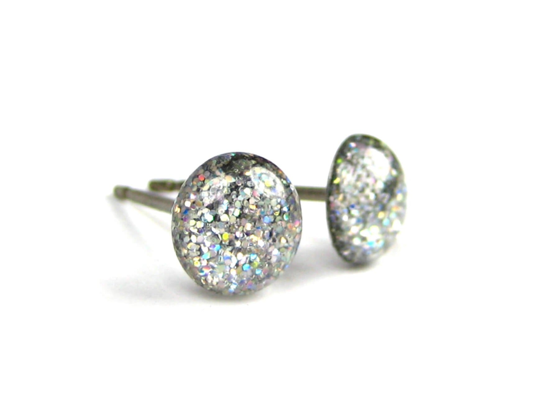 Centauri Silver glitter stud earrings