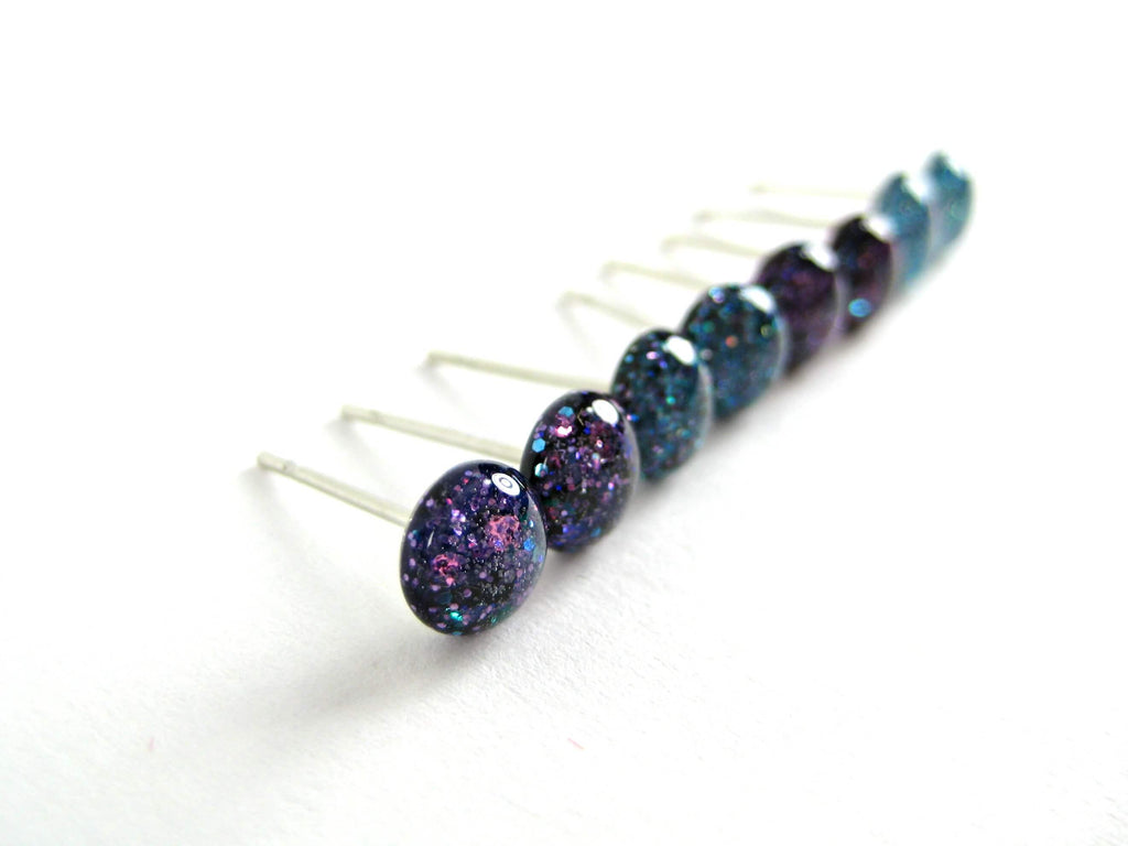 Cosmic Galaxy Glitter Titanium Stud Earring Set