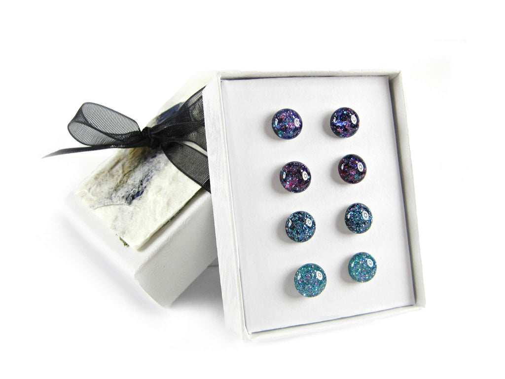 Cosmic Galaxy Glitter Titanium Stud Earring Set