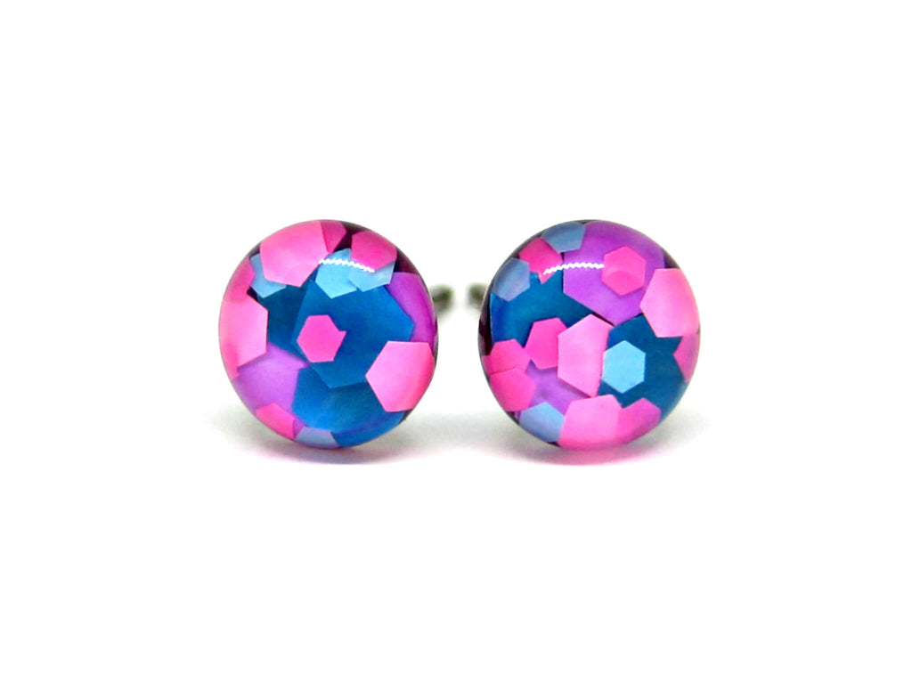 Happy Raver Glitter Titanium Stud Earrings