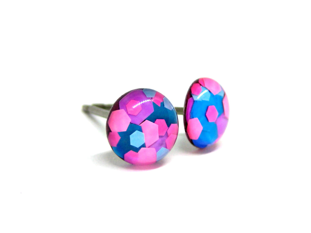 Happy Raver Glitter Titanium Stud Earrings