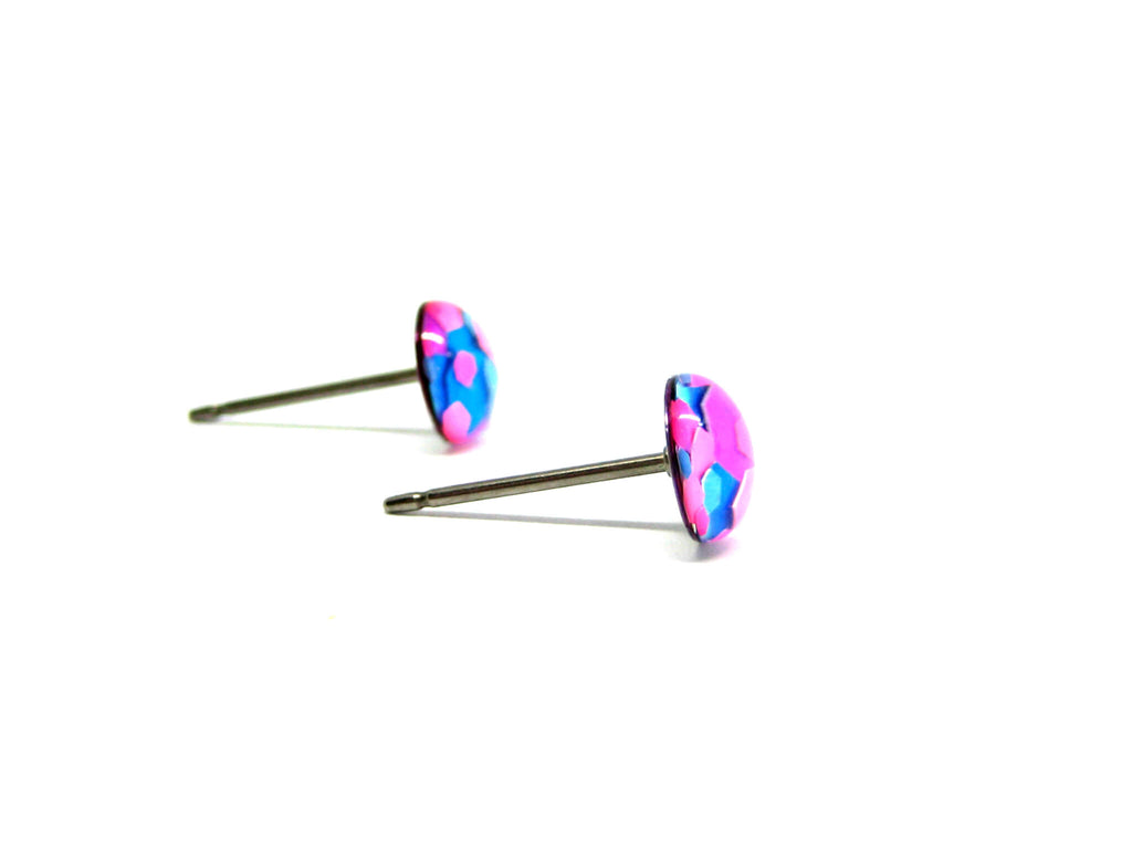 Happy Raver Glitter Titanium Stud Earrings