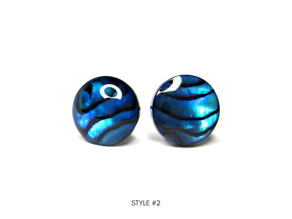 Blue Abalone Shell Titanium Stud Earrings - 7mm