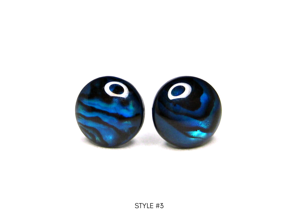 Blue Abalone Shell Titanium Stud Earrings - 7mm