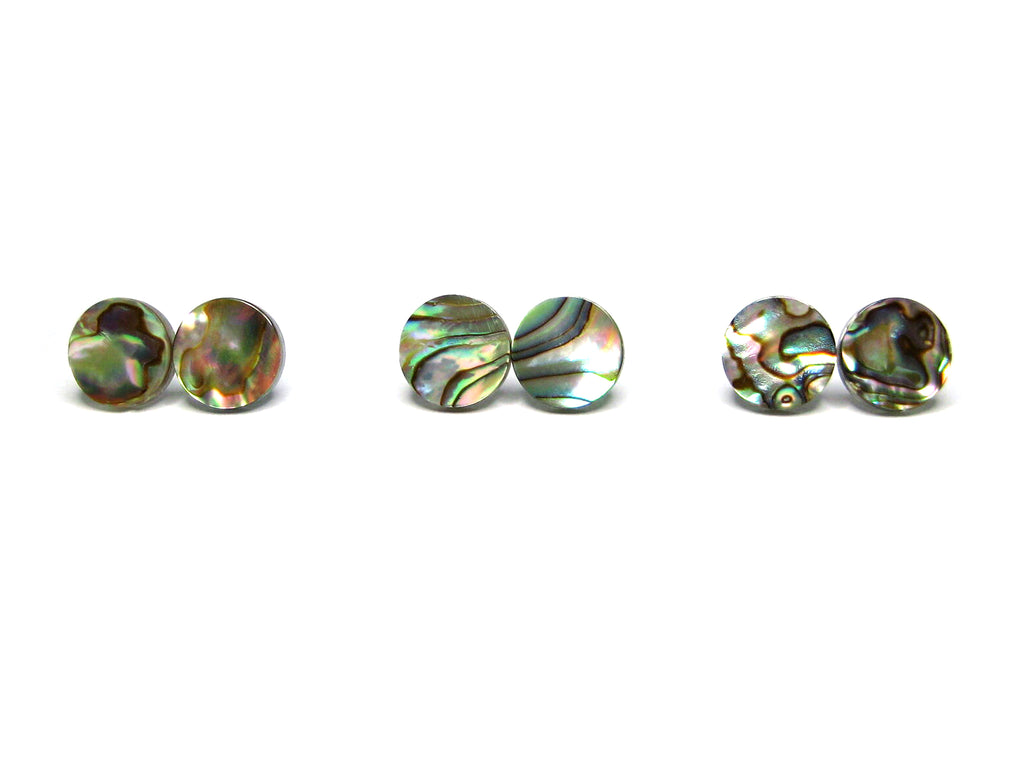 Natural Abalone Shell Titanium Stud Earrings - 9mm