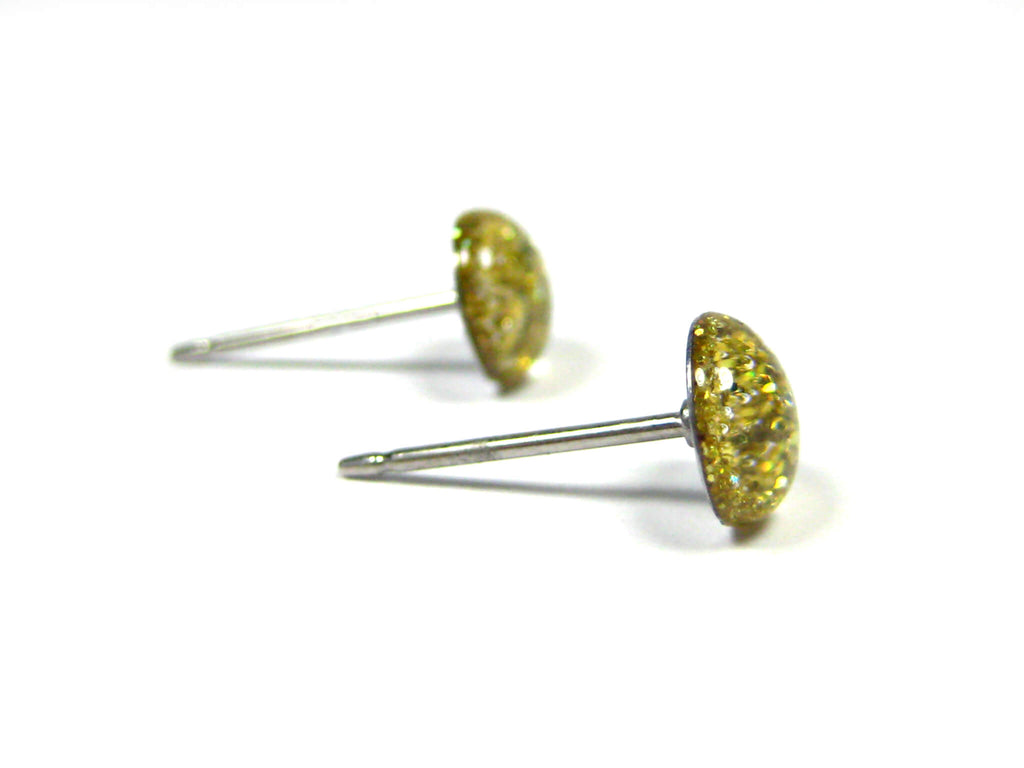 Midas Touch Yellow Glitter Titanium Stud Earrings