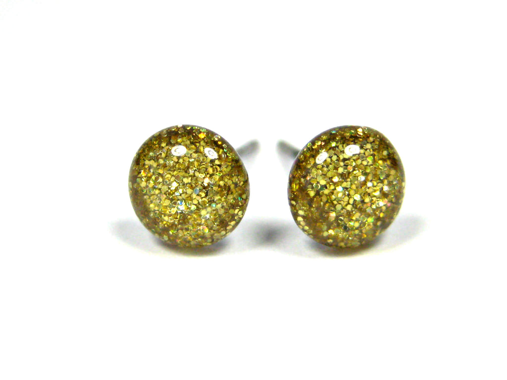 Midas Touch Yellow Glitter Titanium Stud Earrings