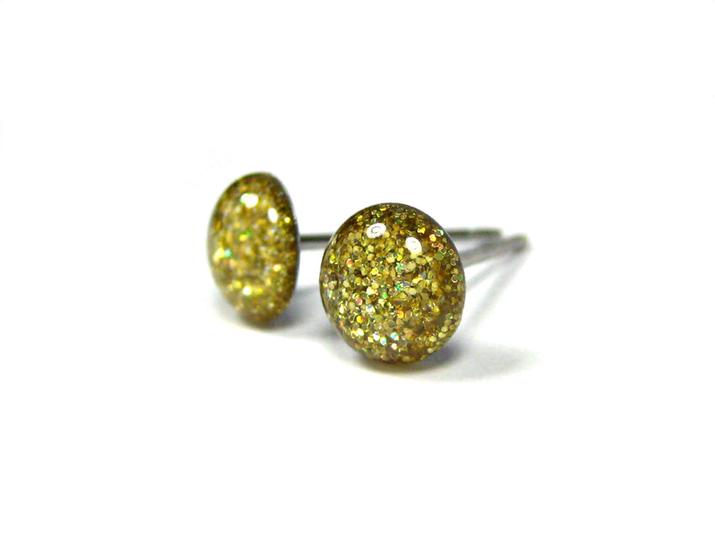 Midas Touch Yellow Glitter Titanium Stud Earrings