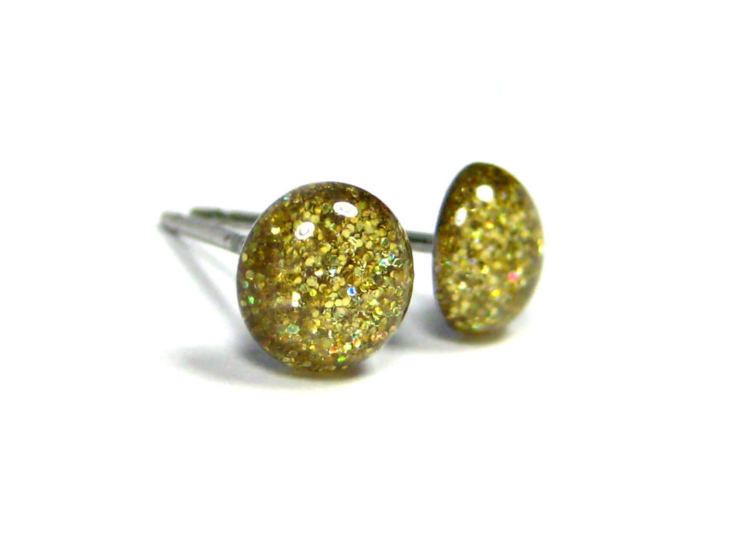 Midas Touch Yellow Glitter Titanium Stud Earrings