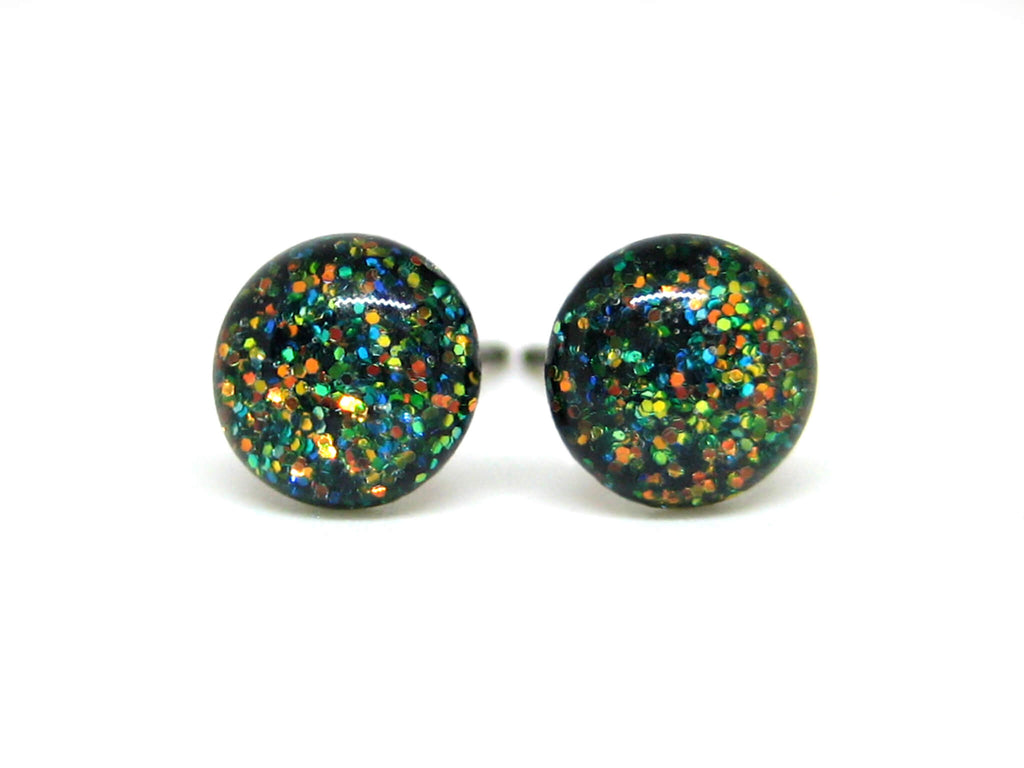 Dark Woodlands Spirit Glitter Titanium Stud Earrings