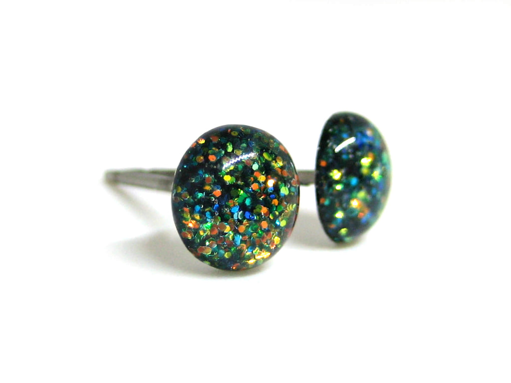 Dark Woodlands Spirit Glitter Titanium Stud Earrings