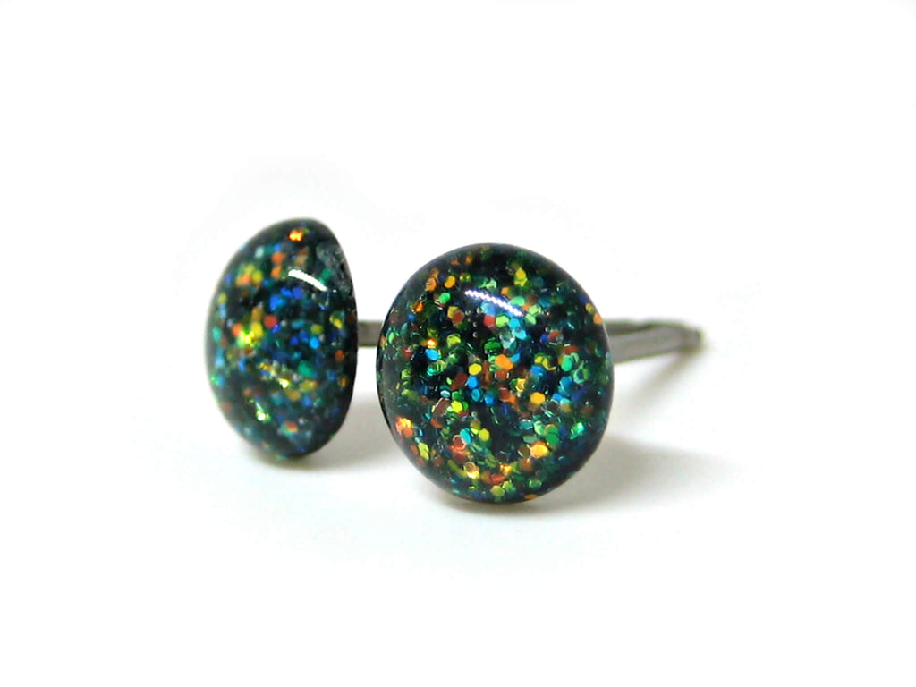 Dark Woodlands Spirit Glitter Titanium Stud Earrings