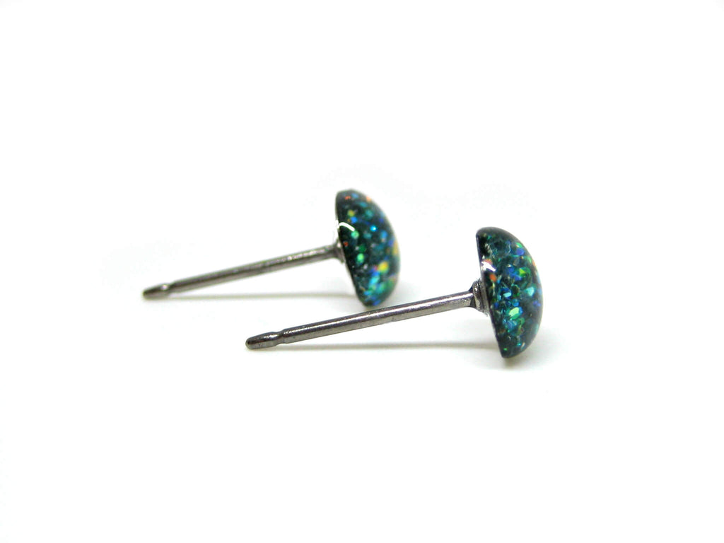 Dark Woodlands Spirit Glitter Titanium Stud Earrings