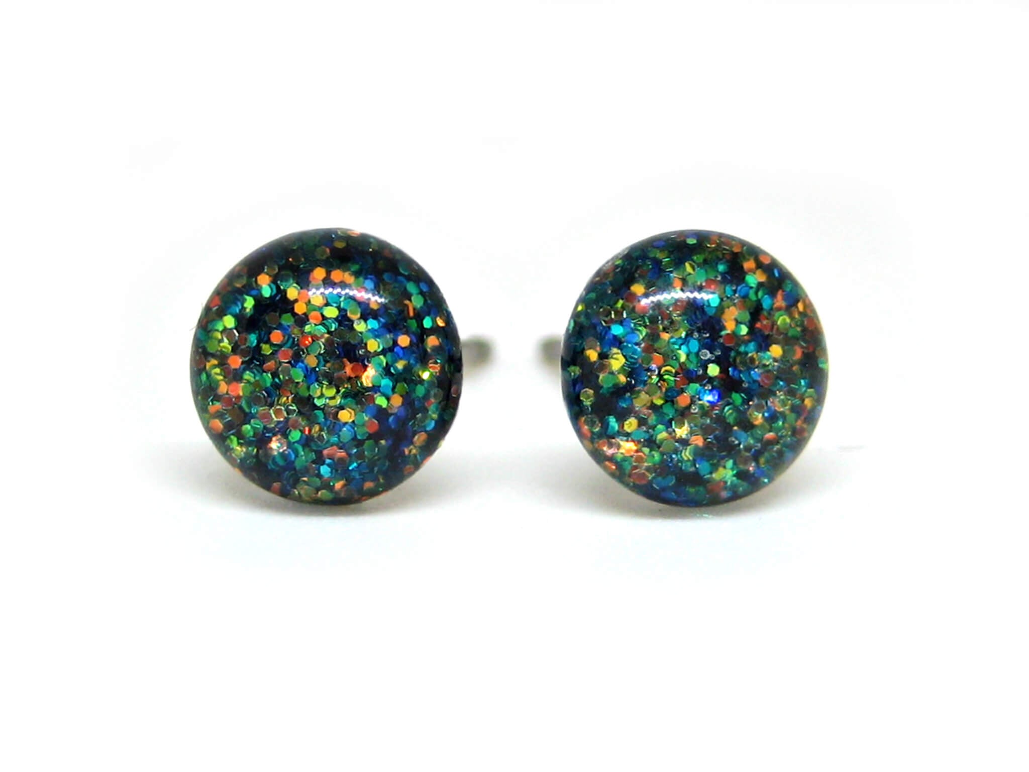 ancestral green dark glitter stud earrings