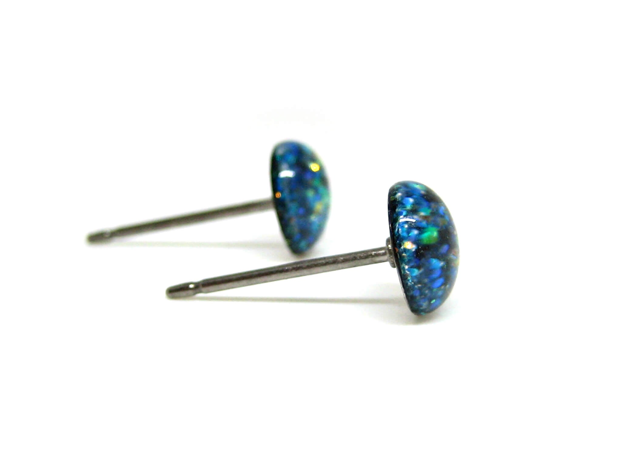 ancestral green dark glitter stud earrings