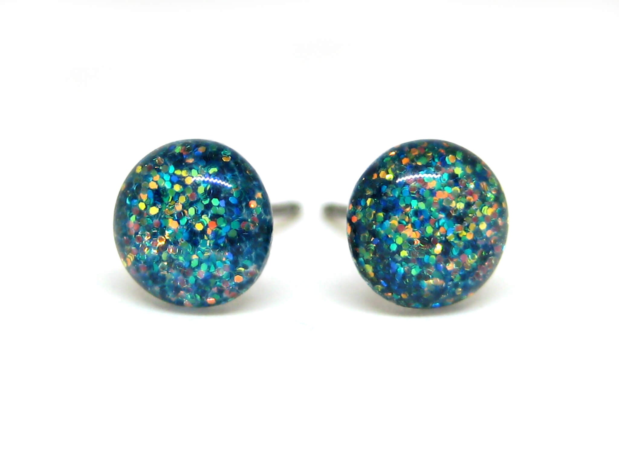 ancestral green light glitter stud earrings