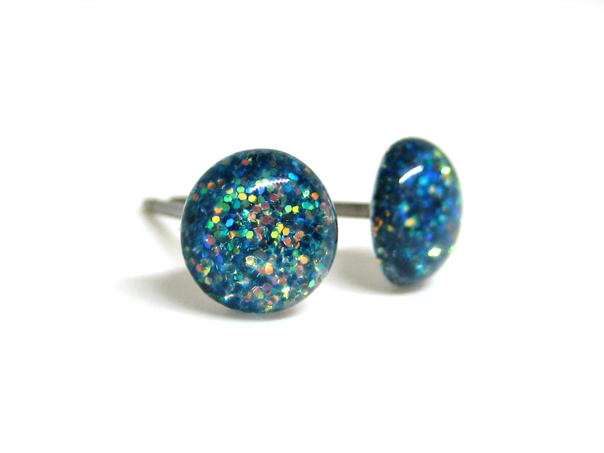 ancestral green light glitter stud earrings