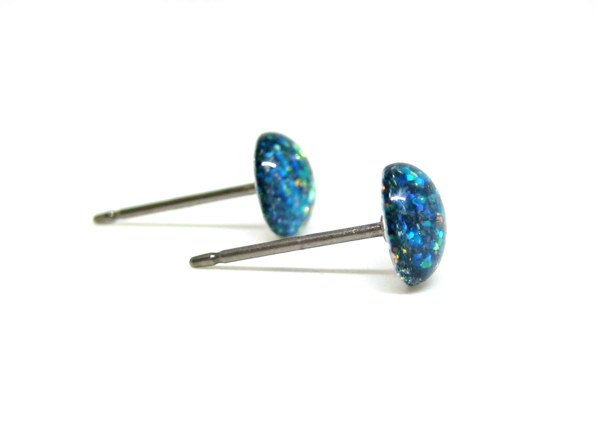 ancestral green light glitter stud earrings