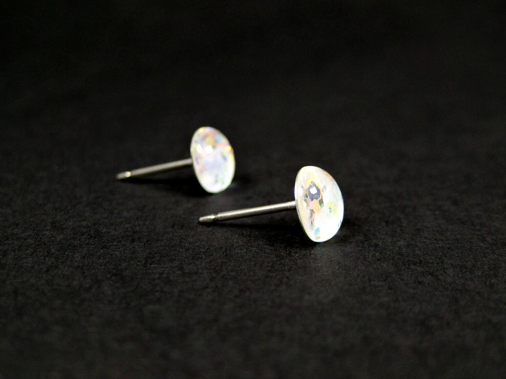 Apollo's Chariot White Glitter Titanium Stud Earrings