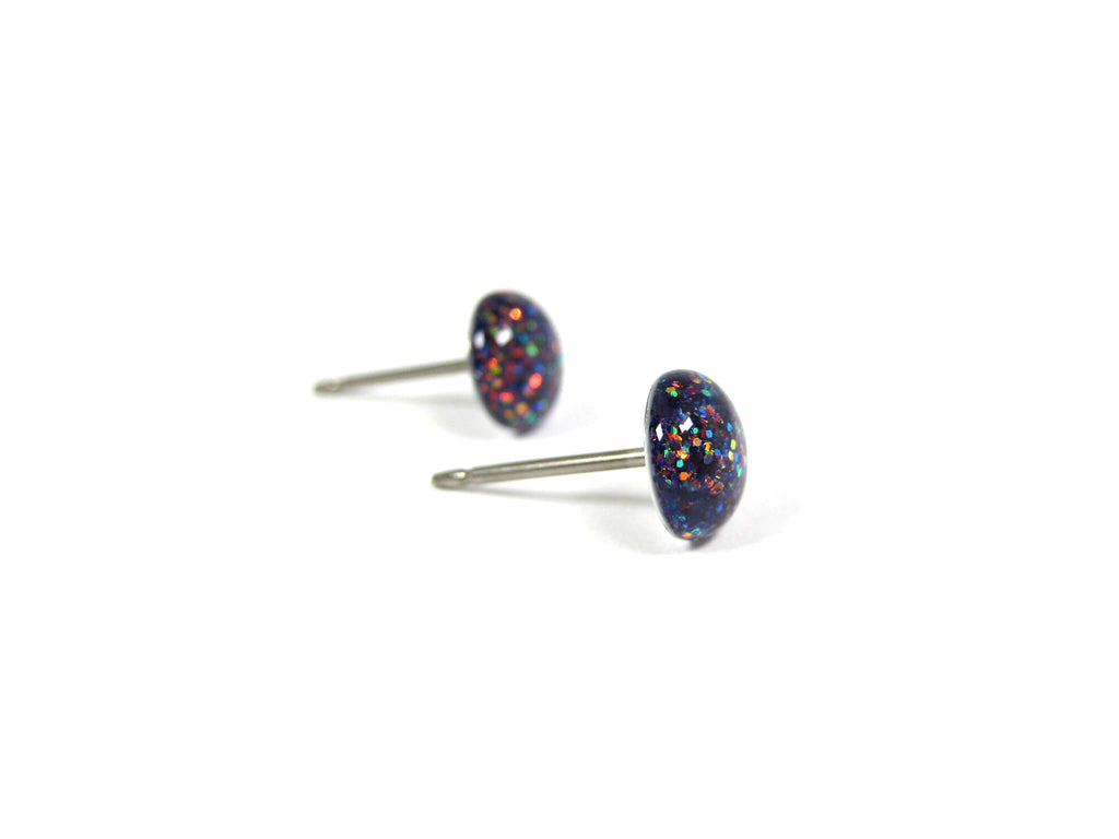 Arcane Blast Purple Glitter Titanium Stud Earrings