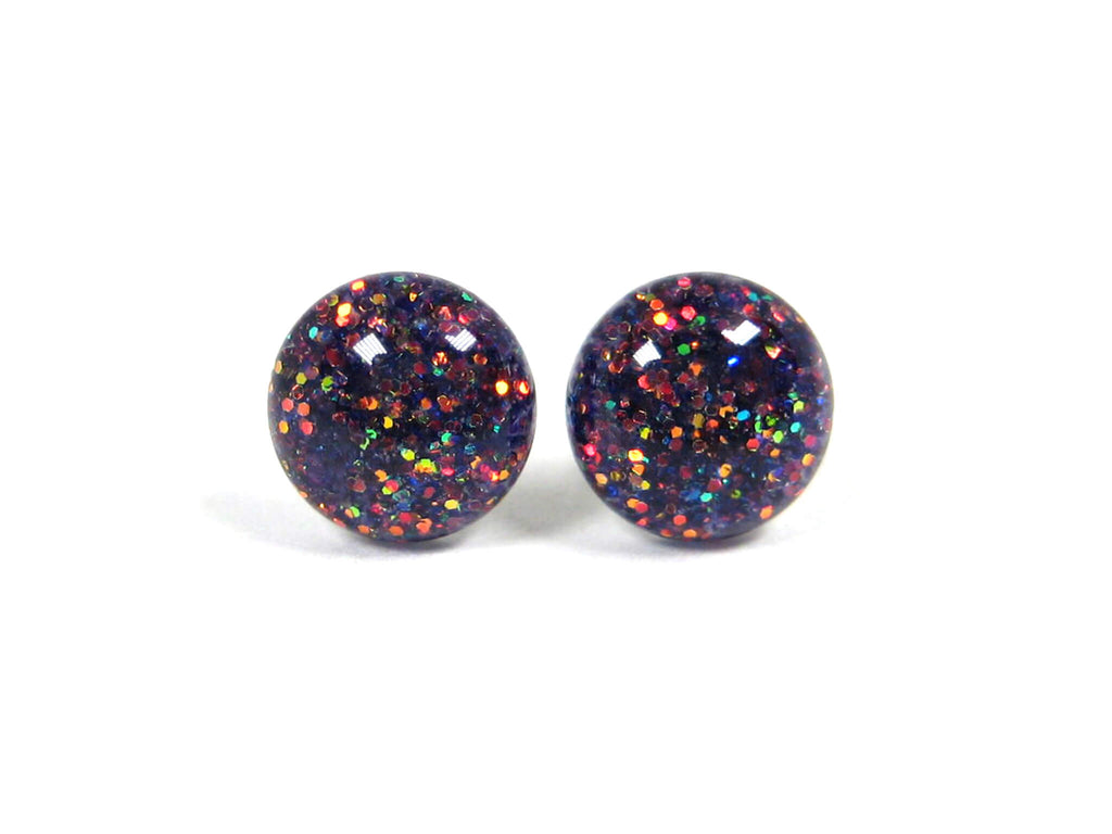 Arcane Blast Purple Glitter Titanium Stud Earrings