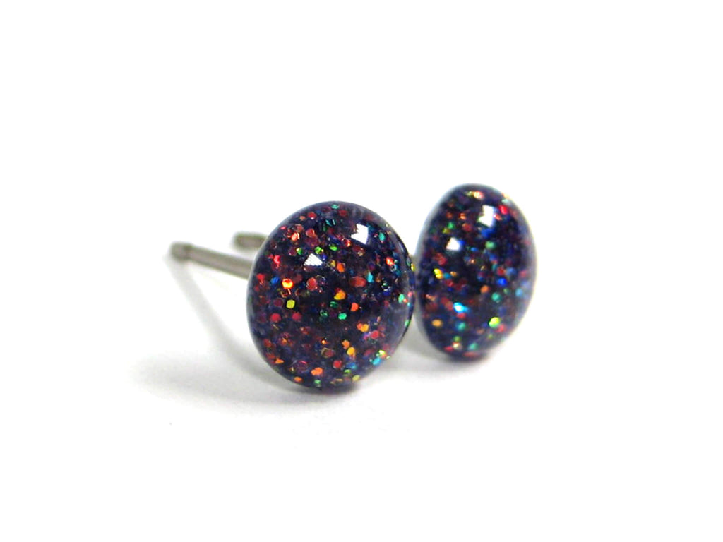 Arcane Blast Purple Glitter Titanium Stud Earrings