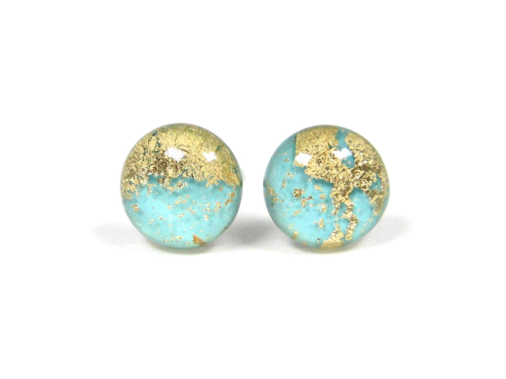 Arctic Blue Gold Dust Titanium Stud Earrings