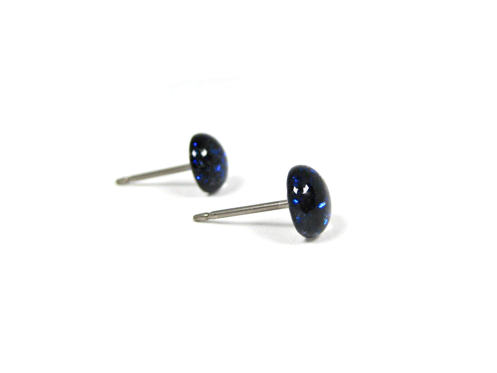 Astral Blast Blue Glitter Titanium Stud Earrings