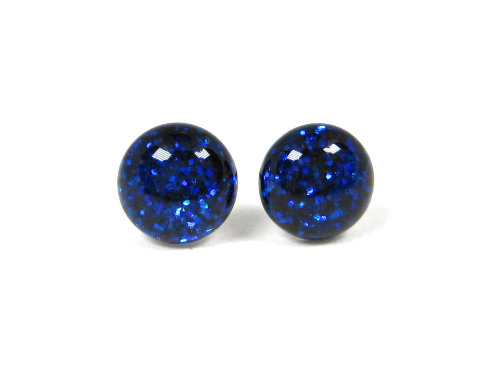 Astral Blast Blue Glitter Titanium Stud Earrings