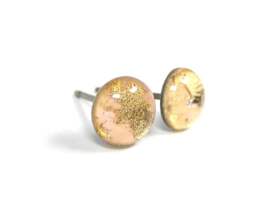 Baby Pink Gold Dust Titanium Stud Earrings