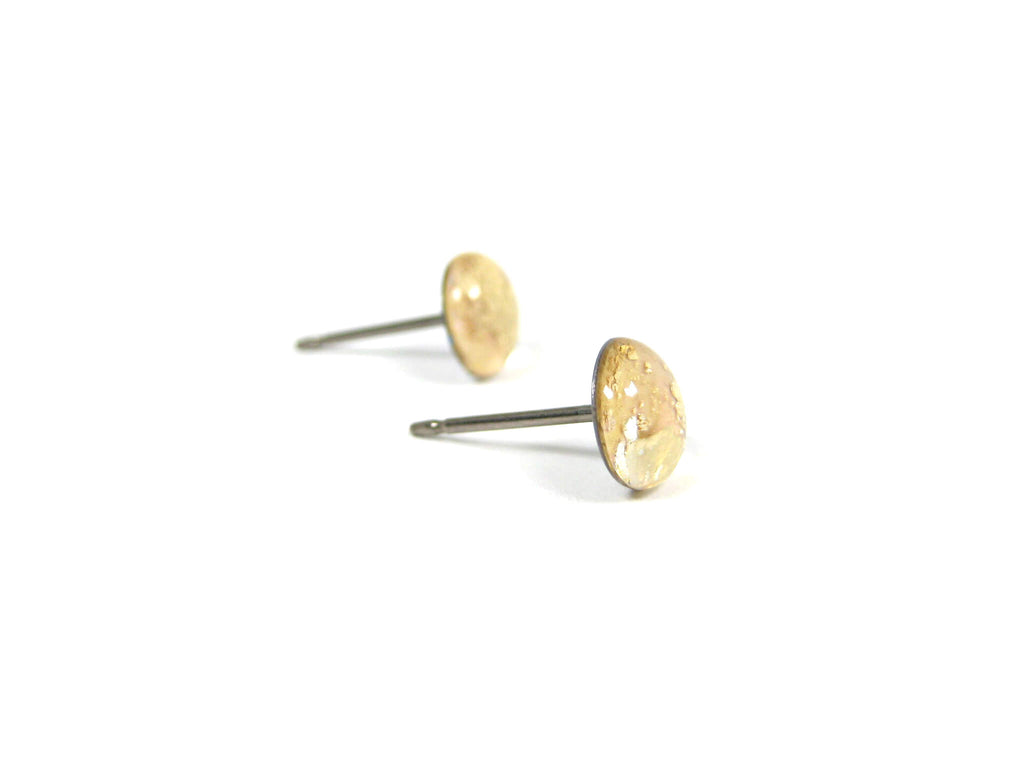 Baby Pink Gold Dust Titanium Stud Earrings