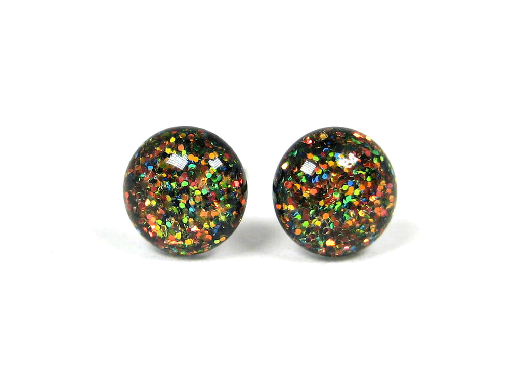 Black Copper Mine Glitter Titanium Stud Earrings