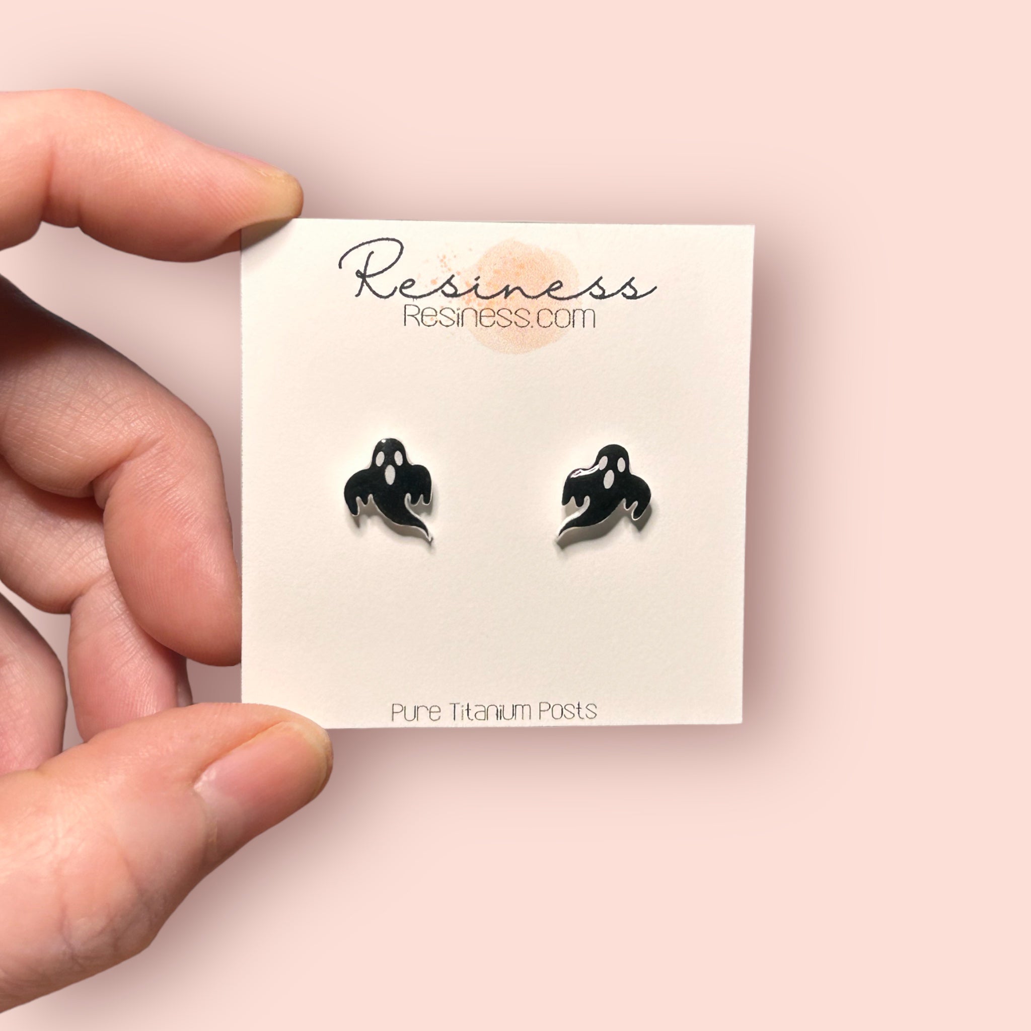 black ghost graphic stud earrings