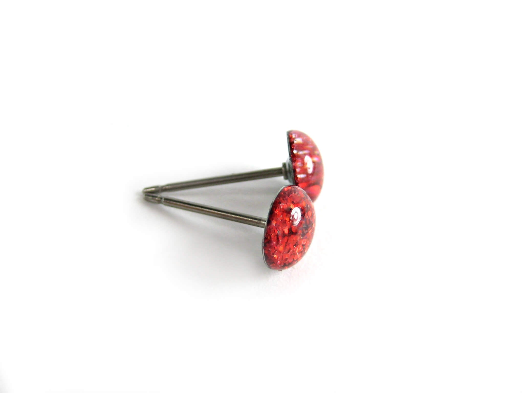 casseopeia cherry red glitter stud earrings