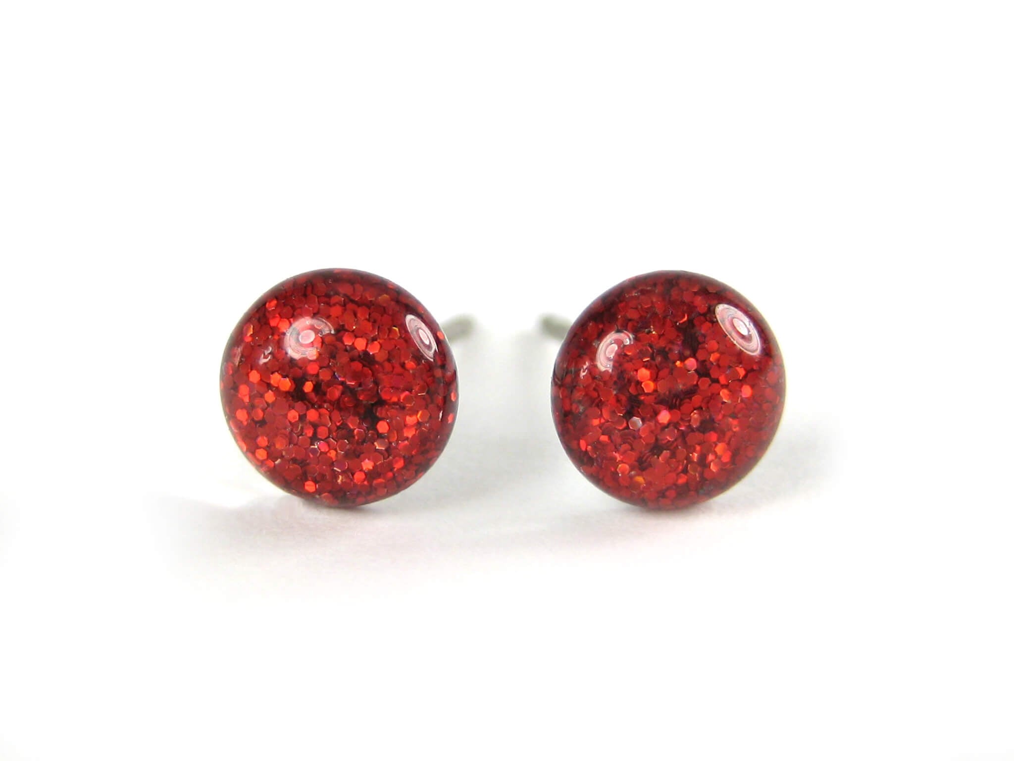 casseopeia cherry red glitter stud earrings