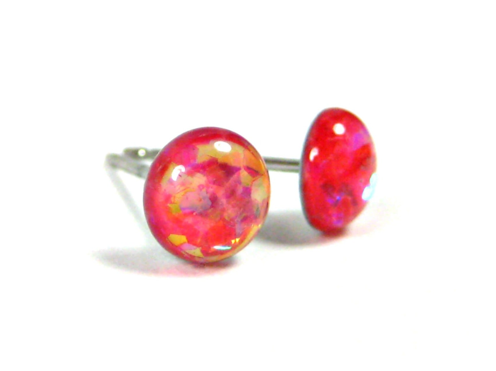 cherry bomb light pink glitter stud earrings