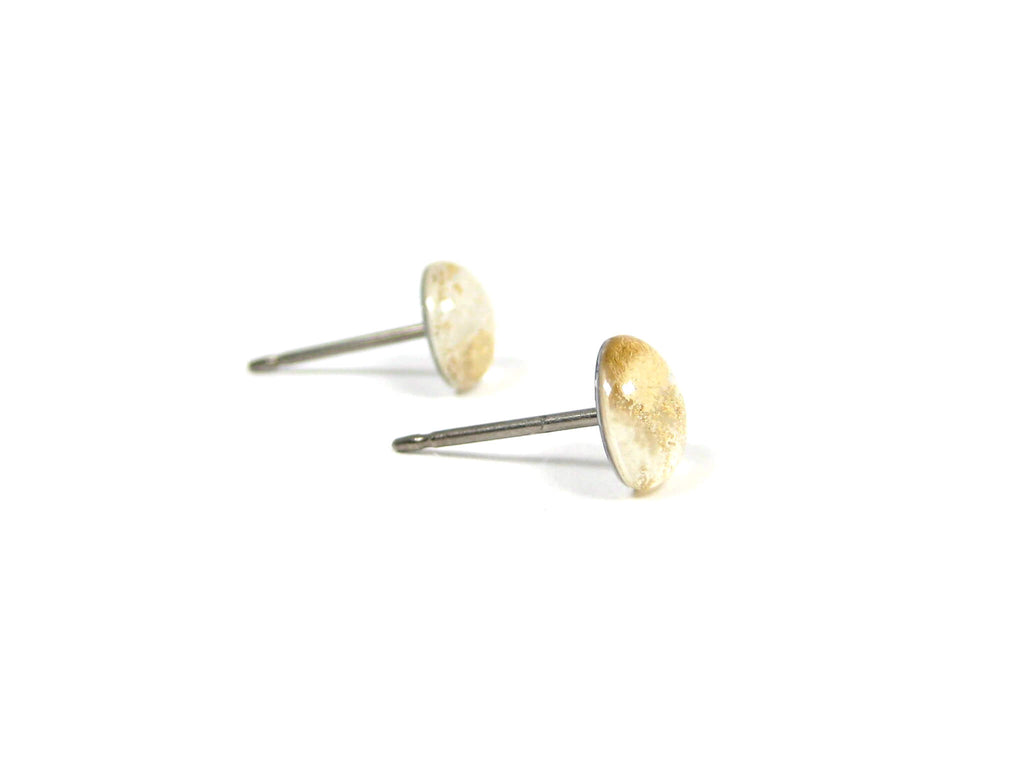 Cloud White Gold Dust Titanium Stud Earrings