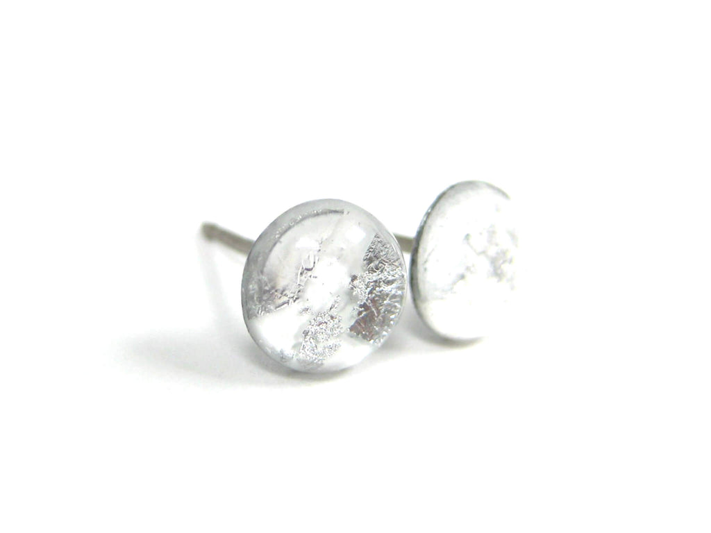 Cloud White Silver Dust Titanium Stud Earrings