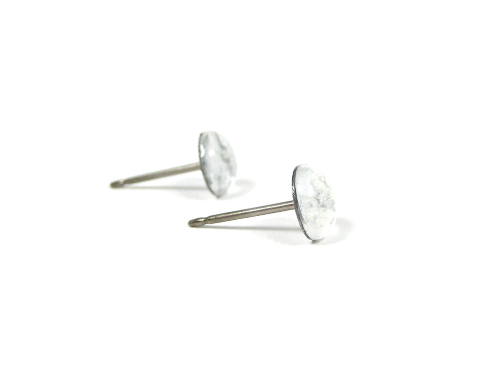 Cloud White Silver Dust Titanium Stud Earrings