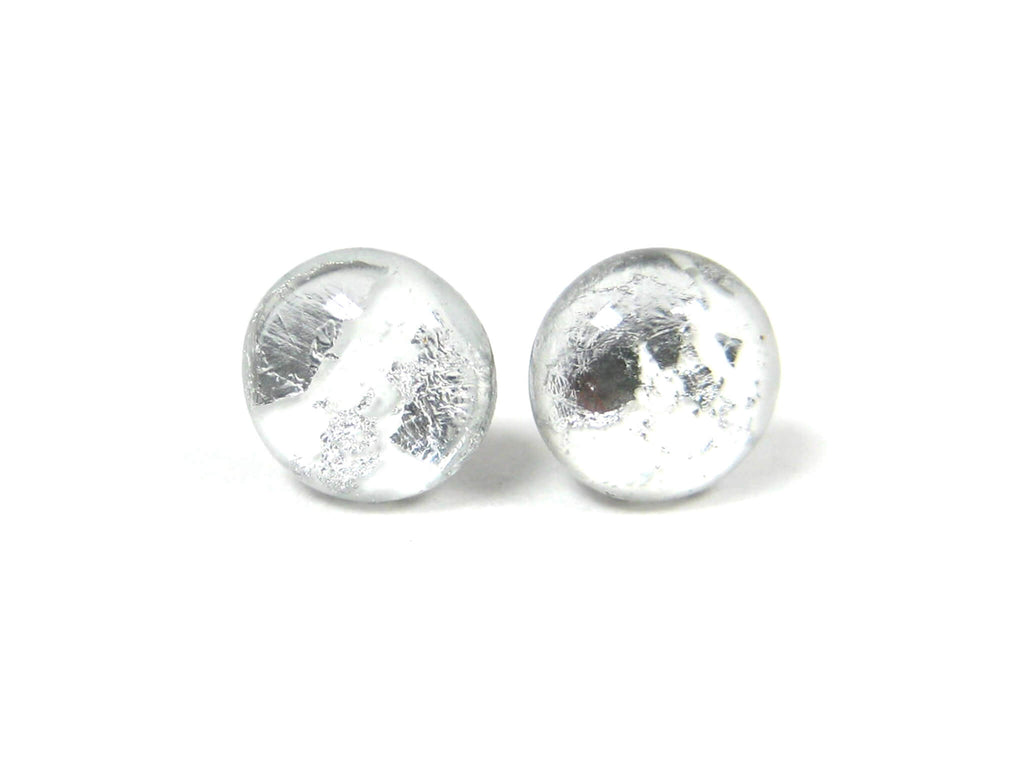 Cloud White Silver Dust Titanium Stud Earrings