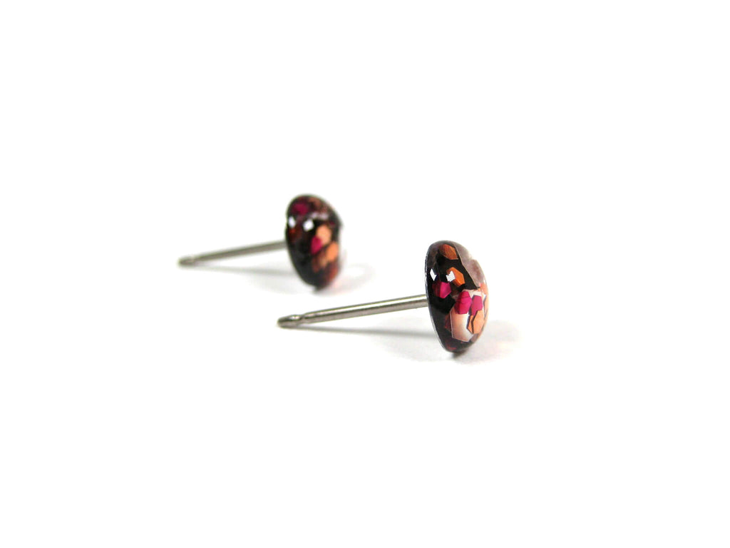 Coco Loco Brown Glitter Titanium Stud Earrings