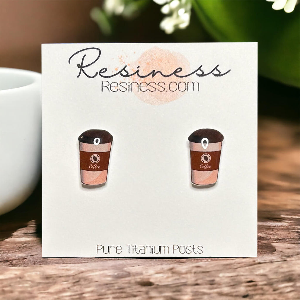 Coffee To Go Titanium Stud Earrings